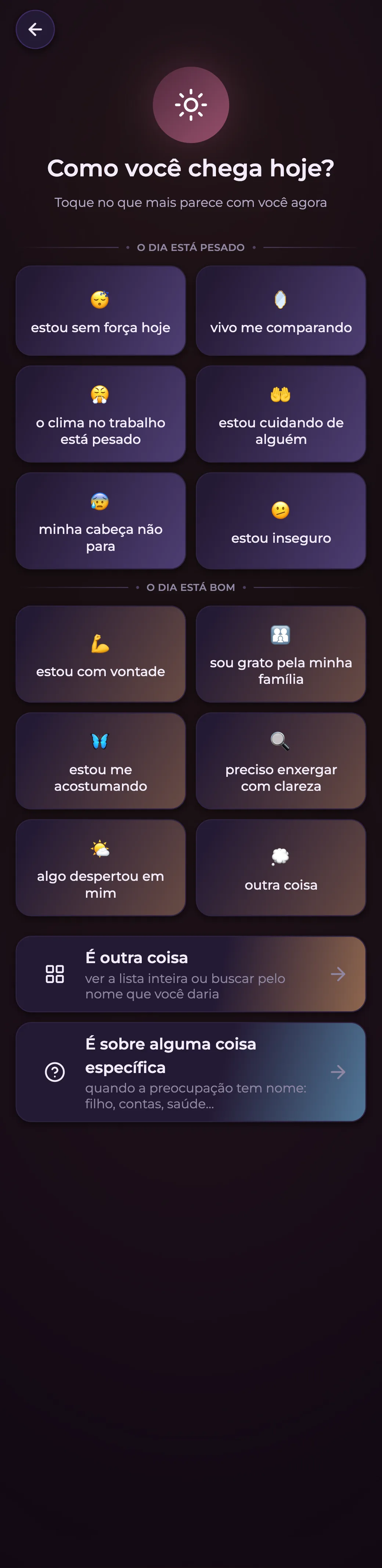 Jornada com a Luz no app Luz AI: o check-in de como está o coração