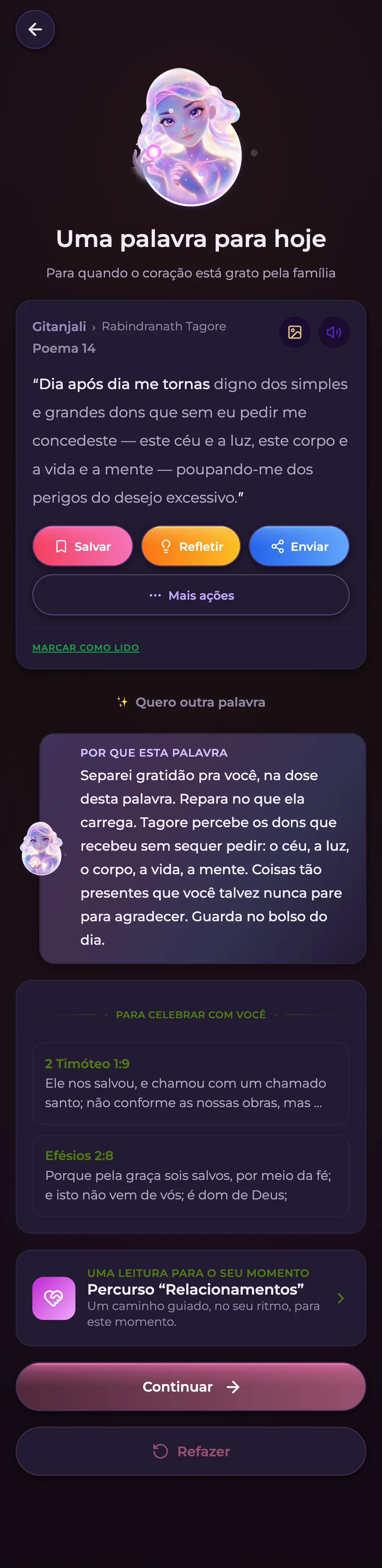 Jornada com a Luz no app Luz AI: a palavra entregue na manhã