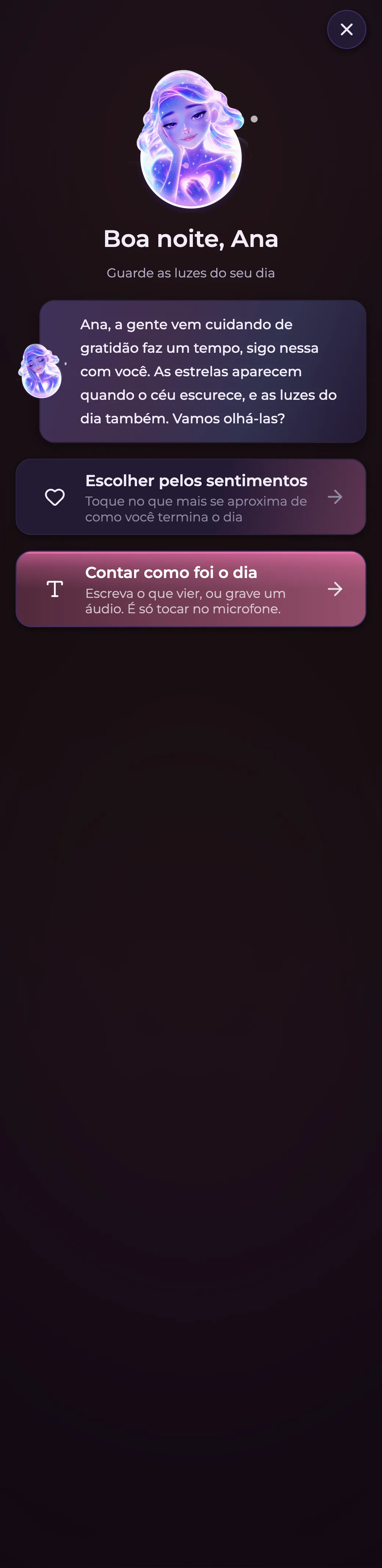 Jornada com a Luz no app Luz AI: a abertura da Boa noite