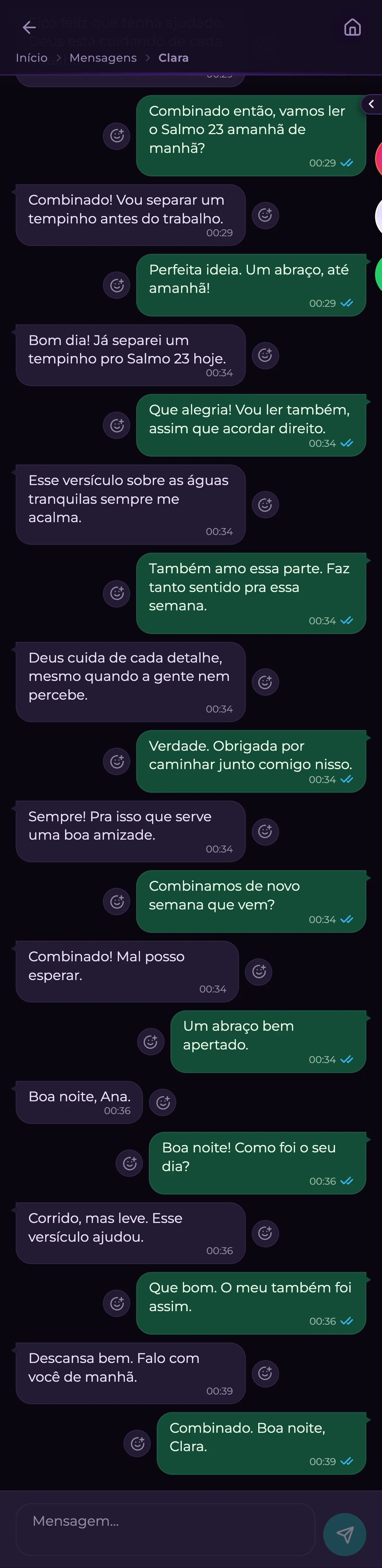 Conexões & Mensagens no app Luz AI: Conversas com alma