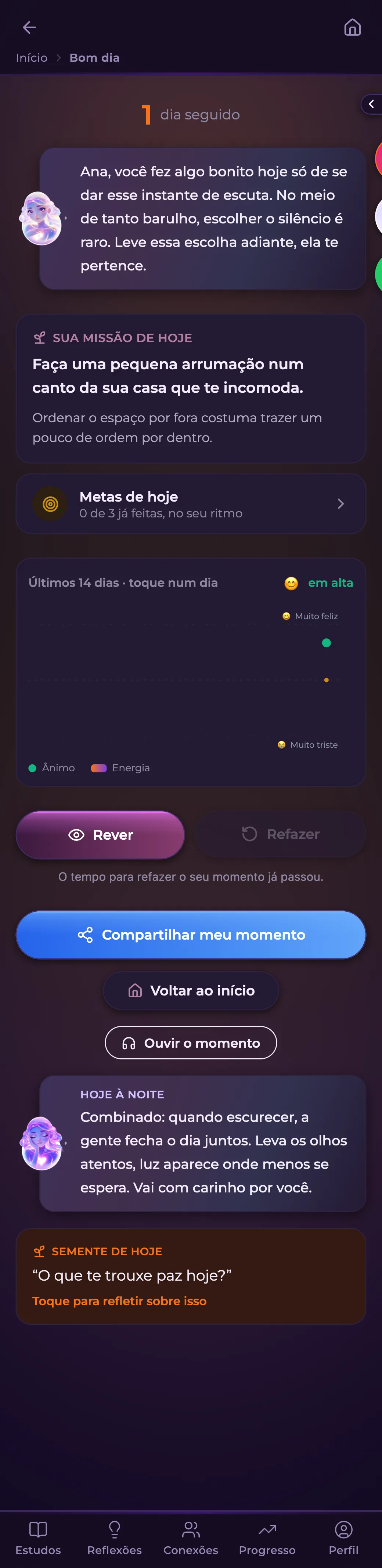 Jornada com a Luz no app Luz AI